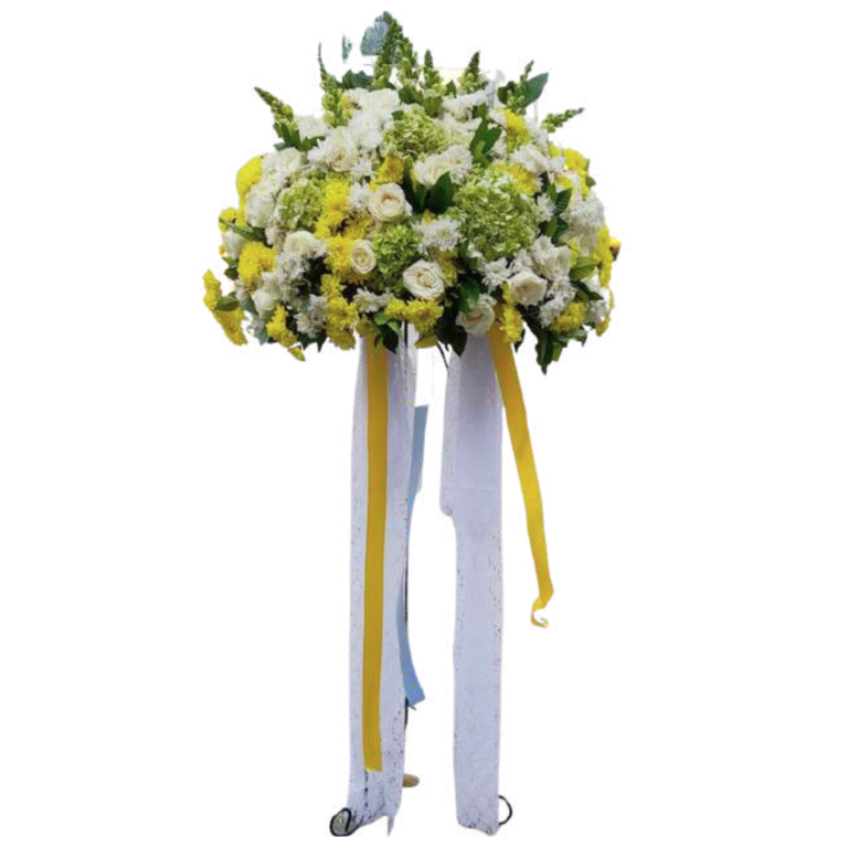 standing flower turut berduka cita